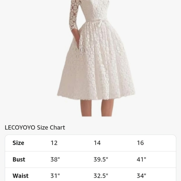 NWT White Lace Tea Length Bridak Shower Or Wedding Dress - Picture 3 of 10